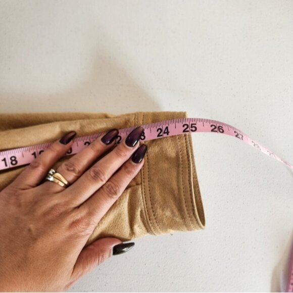 Vintage 90s Suede Fur Brown Beige Coat Jacket 1990 Bohemian Western Boho winter - Picture 14 of 16